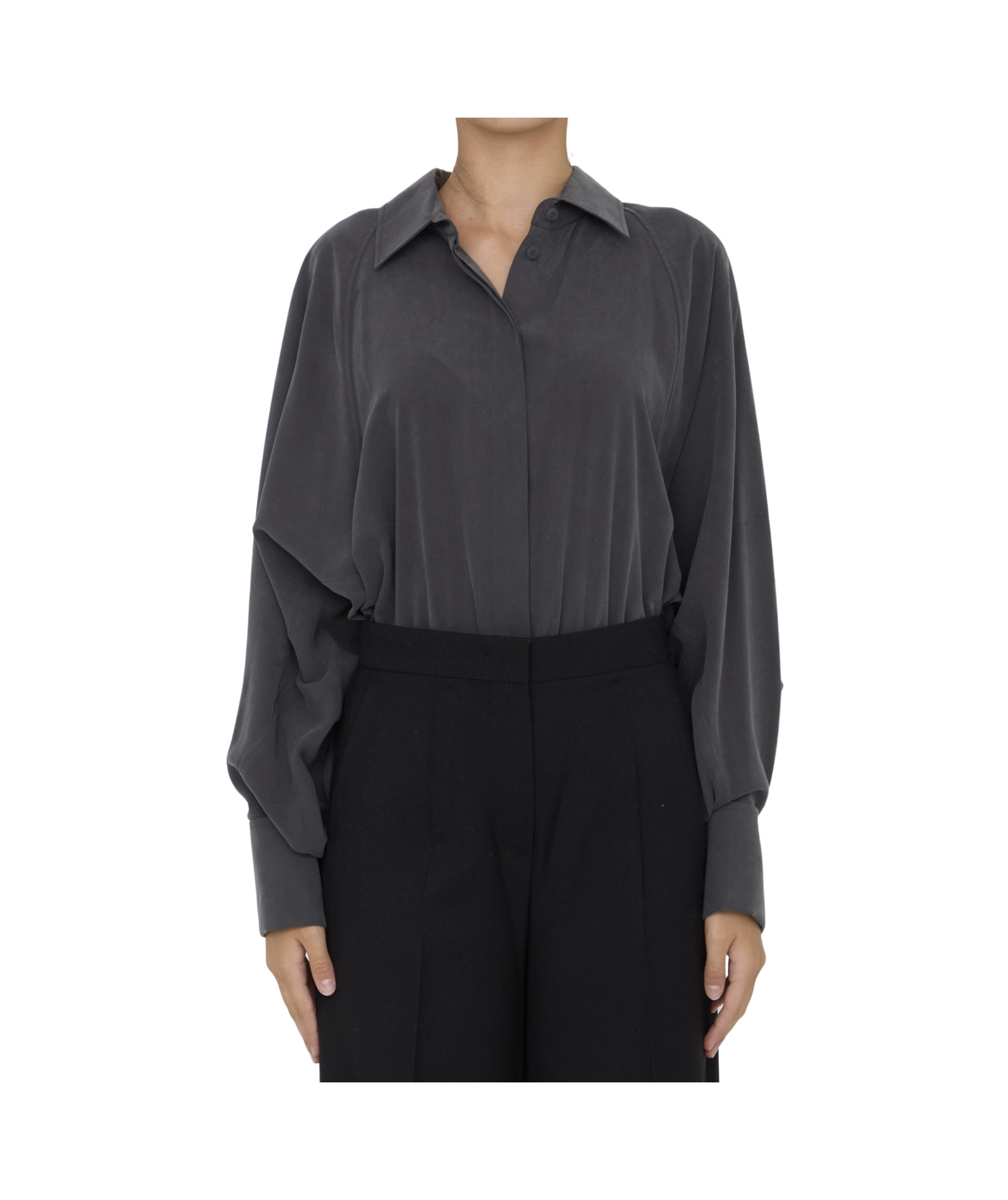 Max Mara Women Silk Bodysuit Shirt In Black