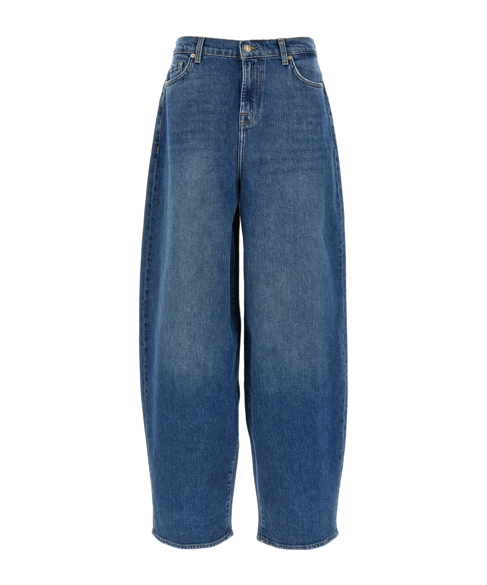 7 For All Mankind Wide Leg Denim Trousers With Five Pockets In Blue