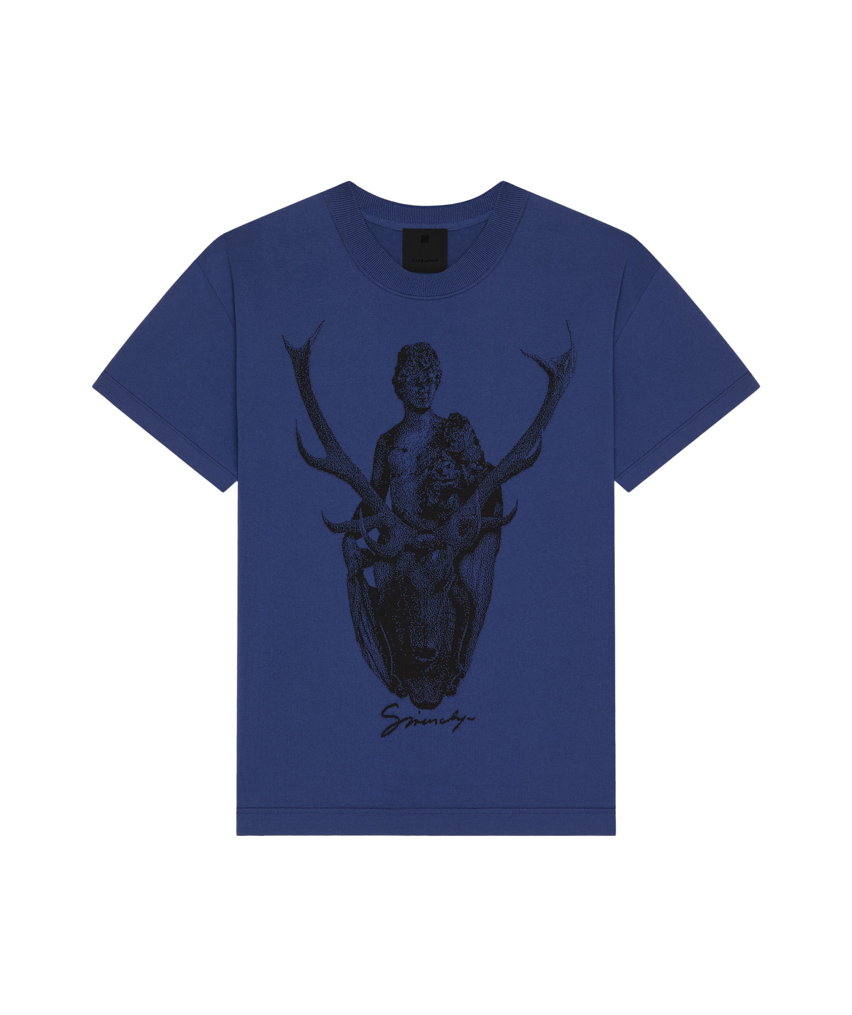 Givenchy T-shirt In Knit With Hubert Objects In Sapphire Blue
