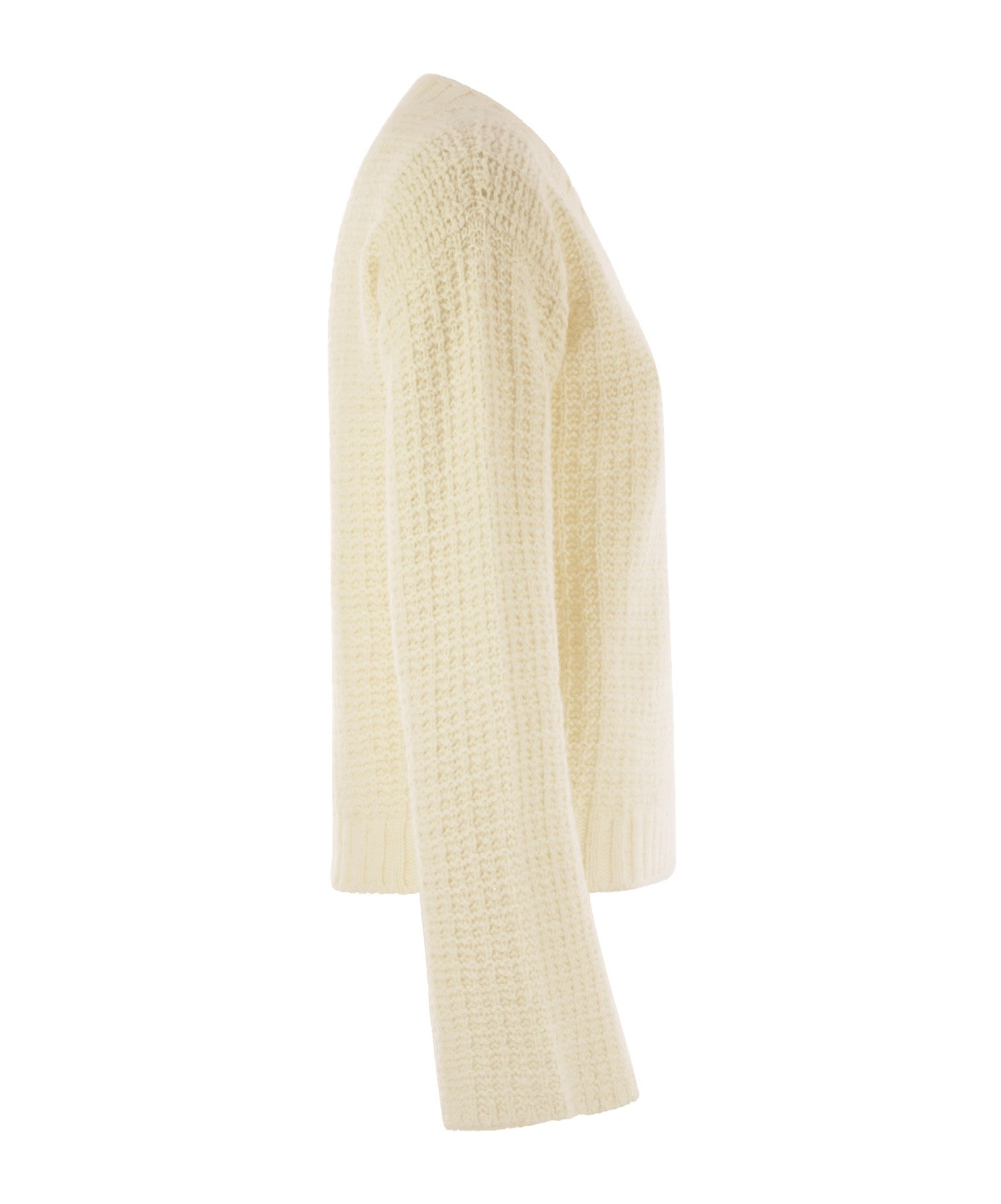 Fabiana Filippi V-neck Sweater In Platinum With Sequins In Neutral