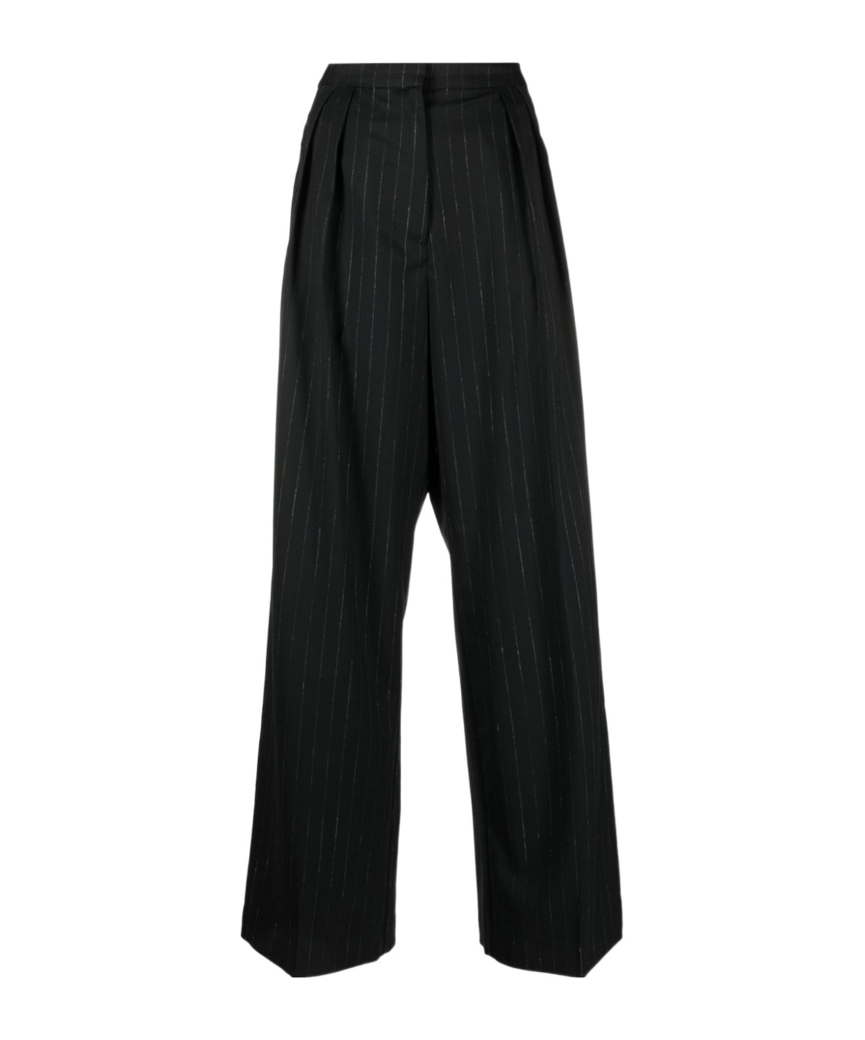 Rohe Róhe Striped Pleated Trousers In Black