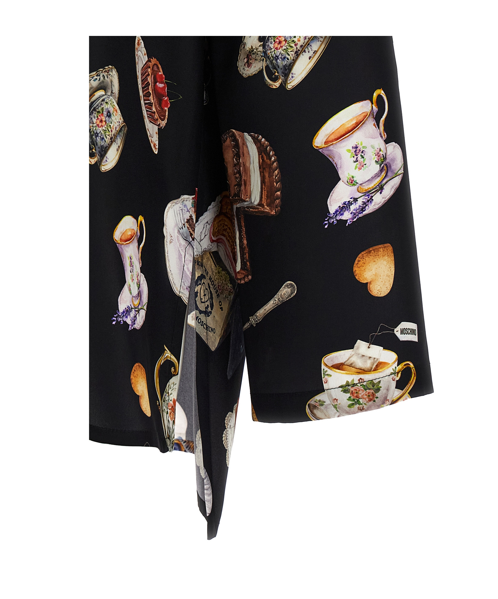 Moschino Multicolor Tea Time Print Shirt In Black