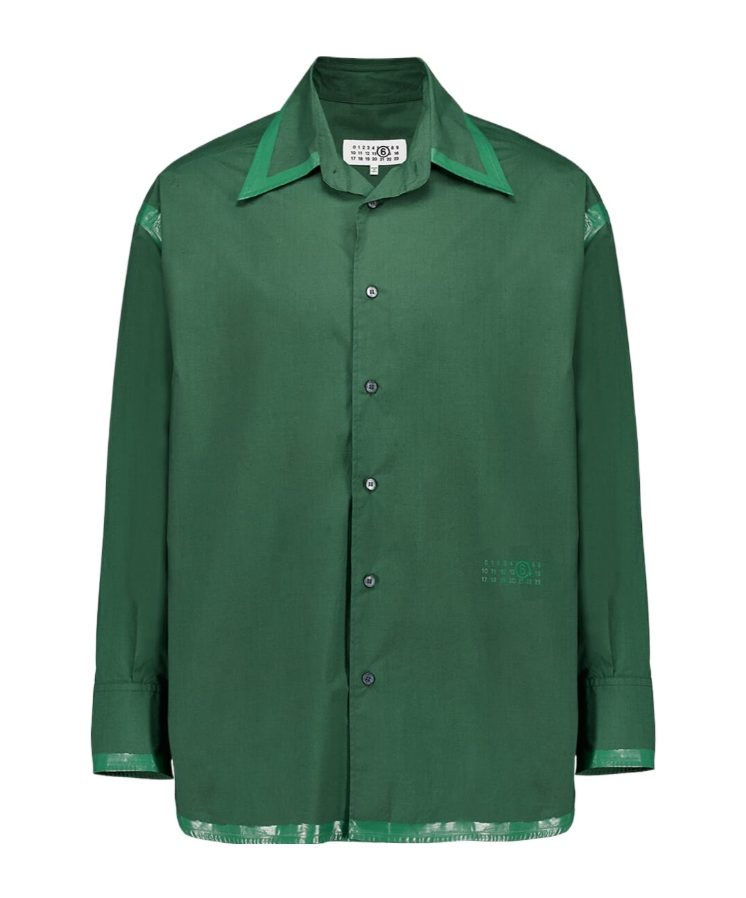 Mm6 Maison Margiela Drop Shoulder Coated-trim Shirt In Green