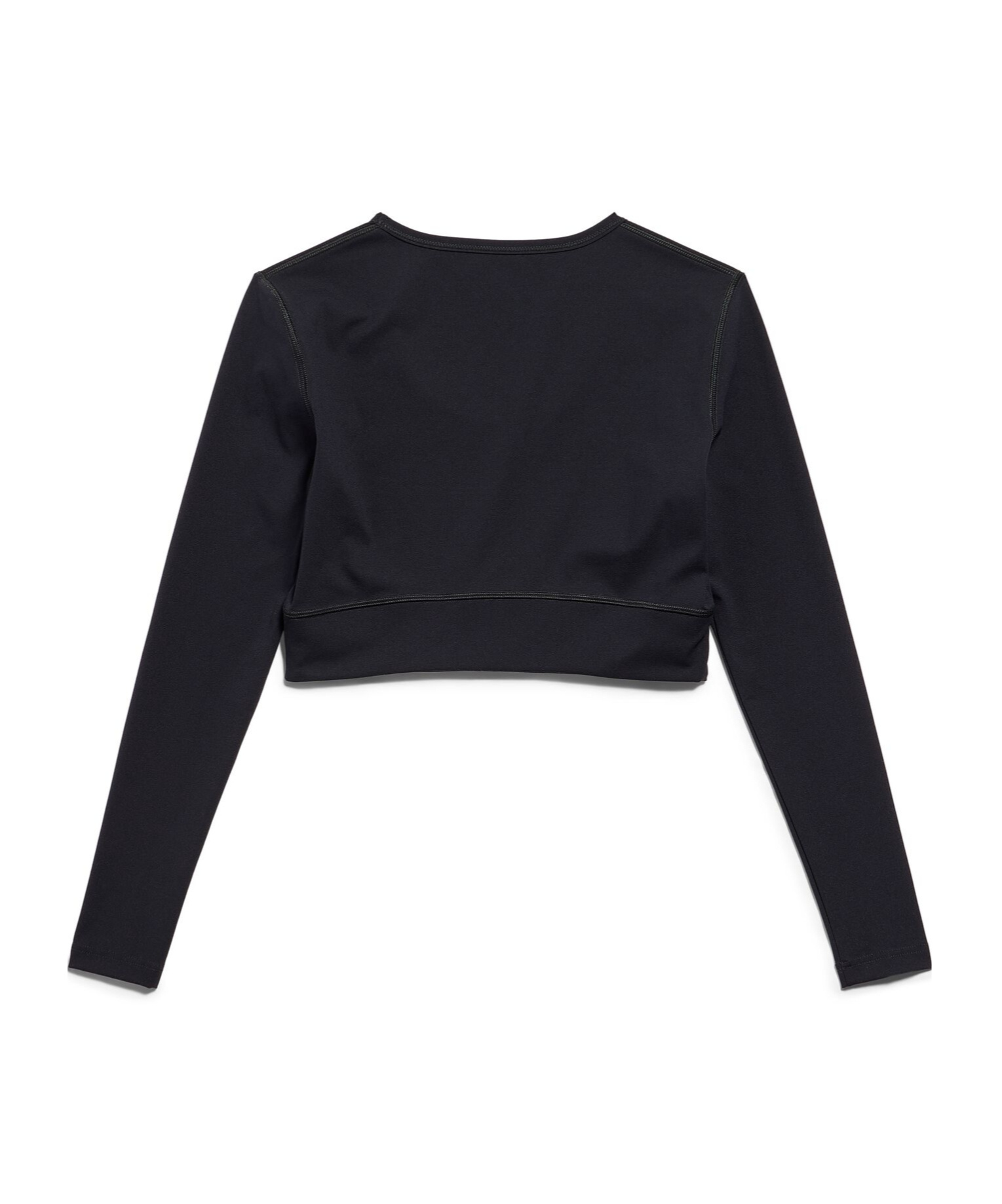 Balenciaga Logo Scoop Neck Cropped Top With Long Sleeves In Black