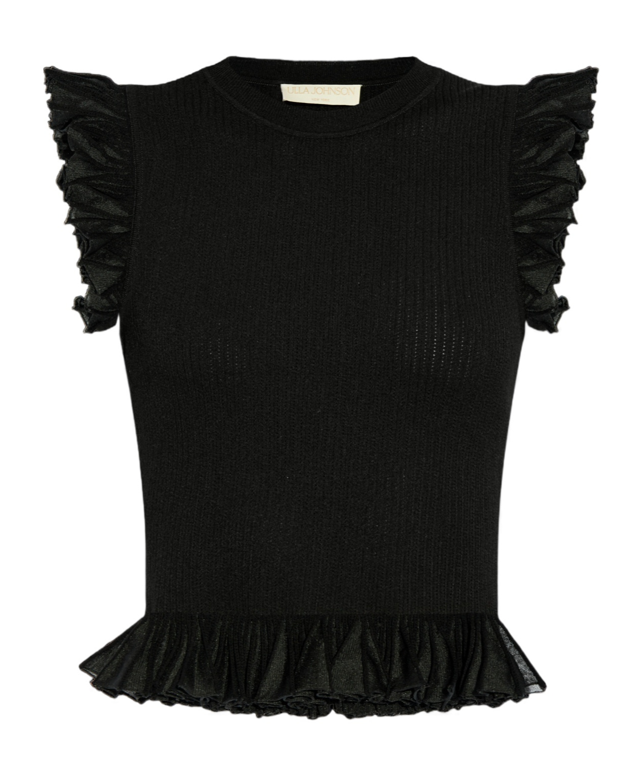 Ulla Johnson Leila Flared Sunburst-knit Top In Black