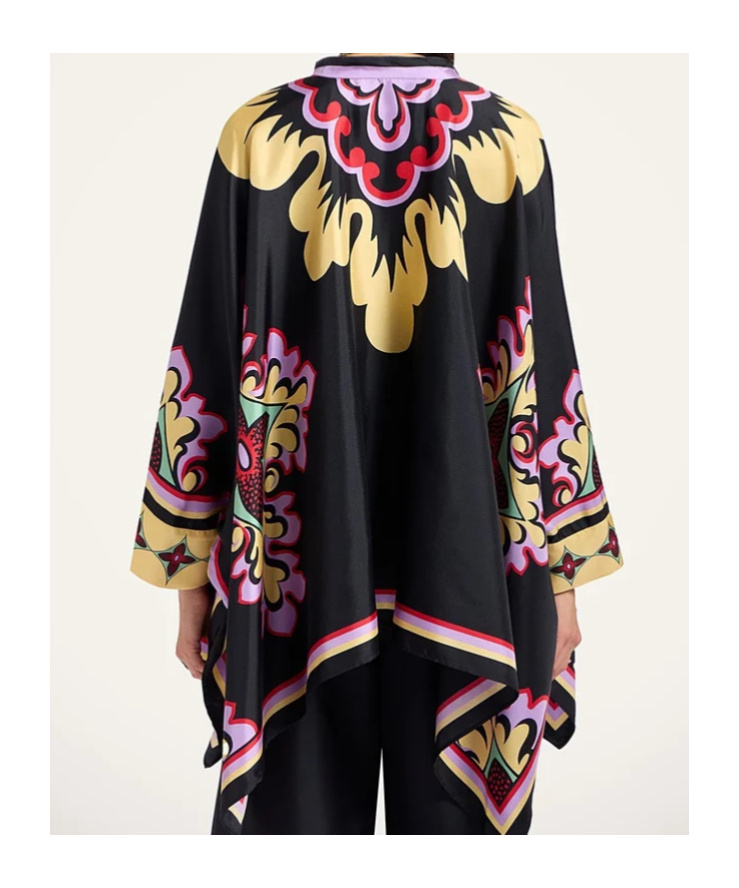 La Doublej Floral Print Cape In Black