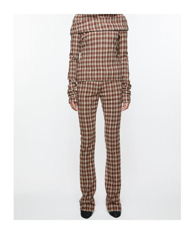 Acne Studios Checked Wool Casual Pants In Brown