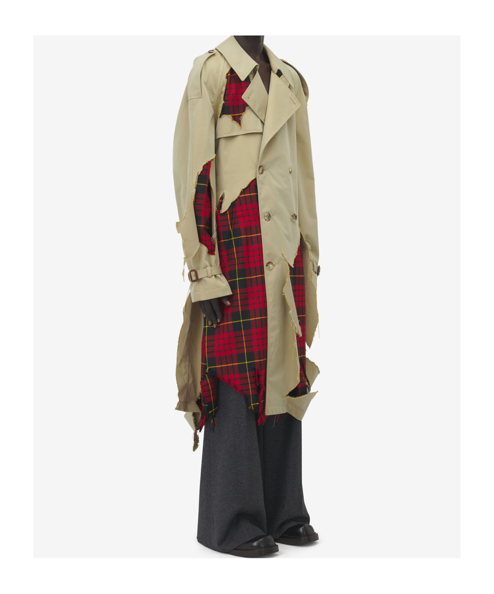 Shop Alexander Mcqueen Belted Double Breasted Trench Coat In Nude