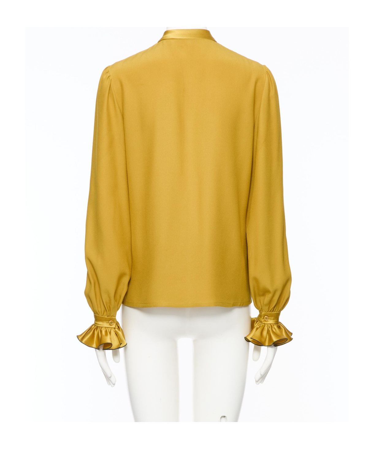 Valentino Ruffle Pleated Silk Blouse In Yellow