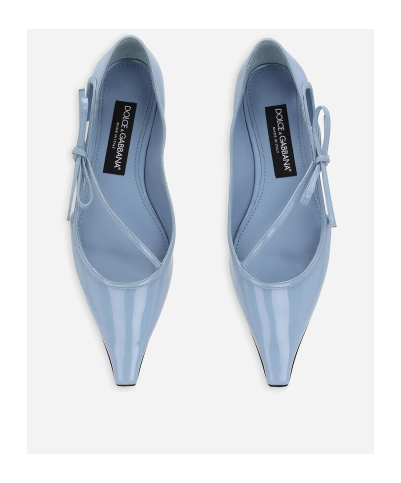 Dolce & Gabbana Mun Polished Leather Ballet Flats In Blue