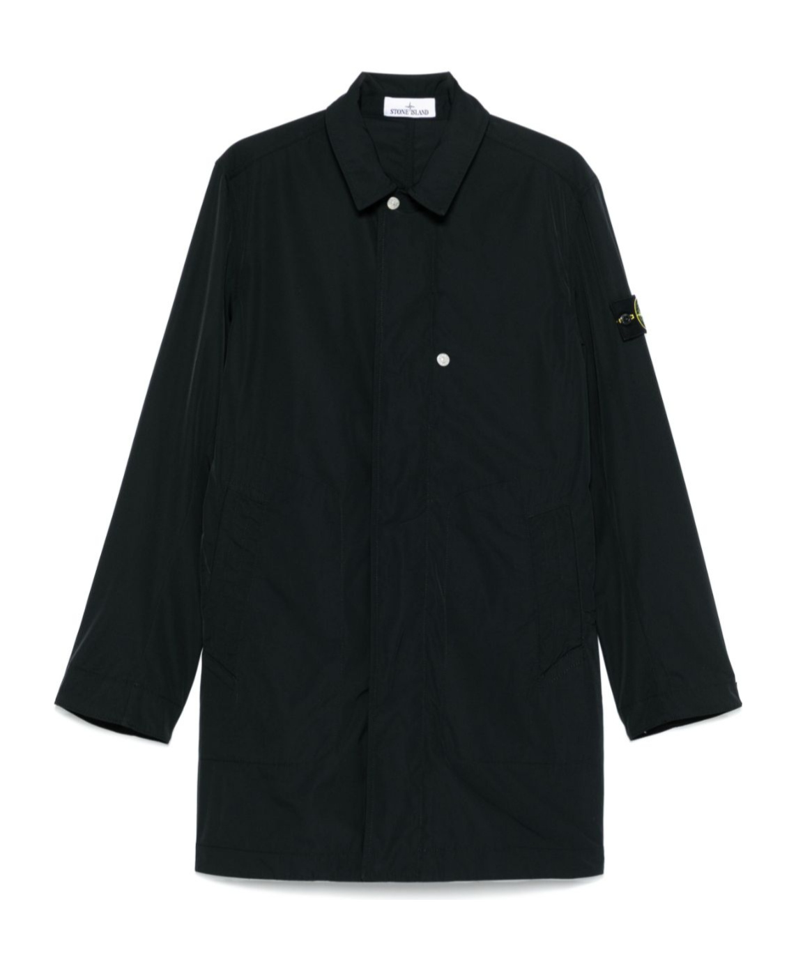 Stone Island Compass-badge Coat In Black