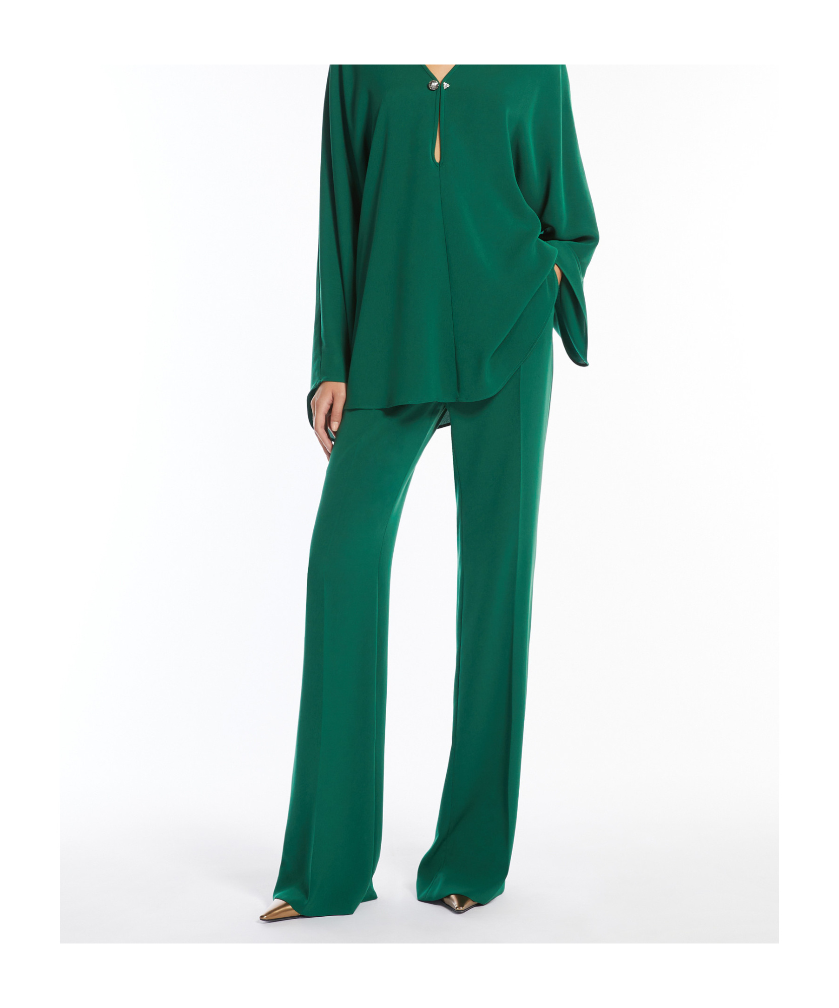 Max Mara Studio Cosmo Long Trouser Dark Green In Green