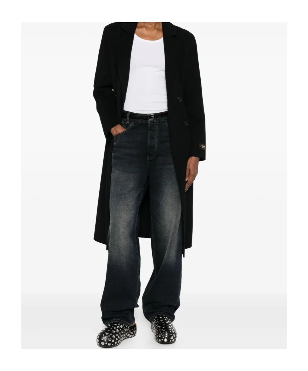 Ermanno Firenze Double-breasted Coat In Black