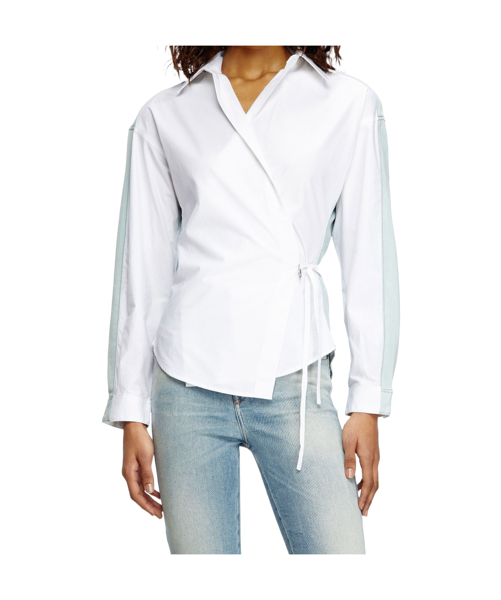 Diesel Long-sleeved Wrap Shirt In White
