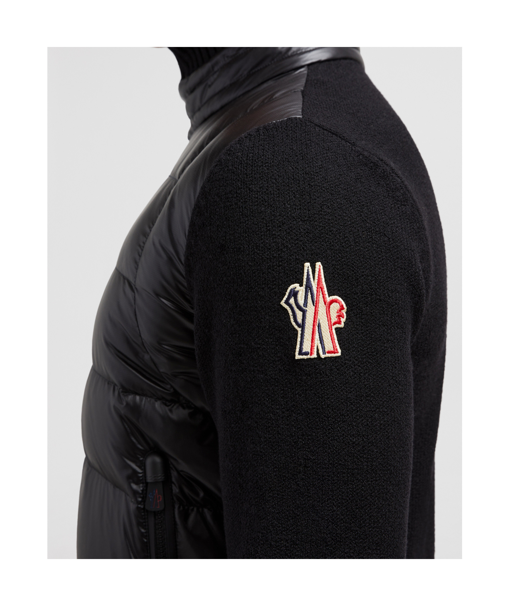 Moncler Black Wool Blend Tricot Cardigan In Black