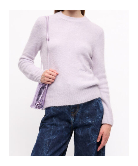 Ganni Brushed Long Sleeve Jumper In Purple
