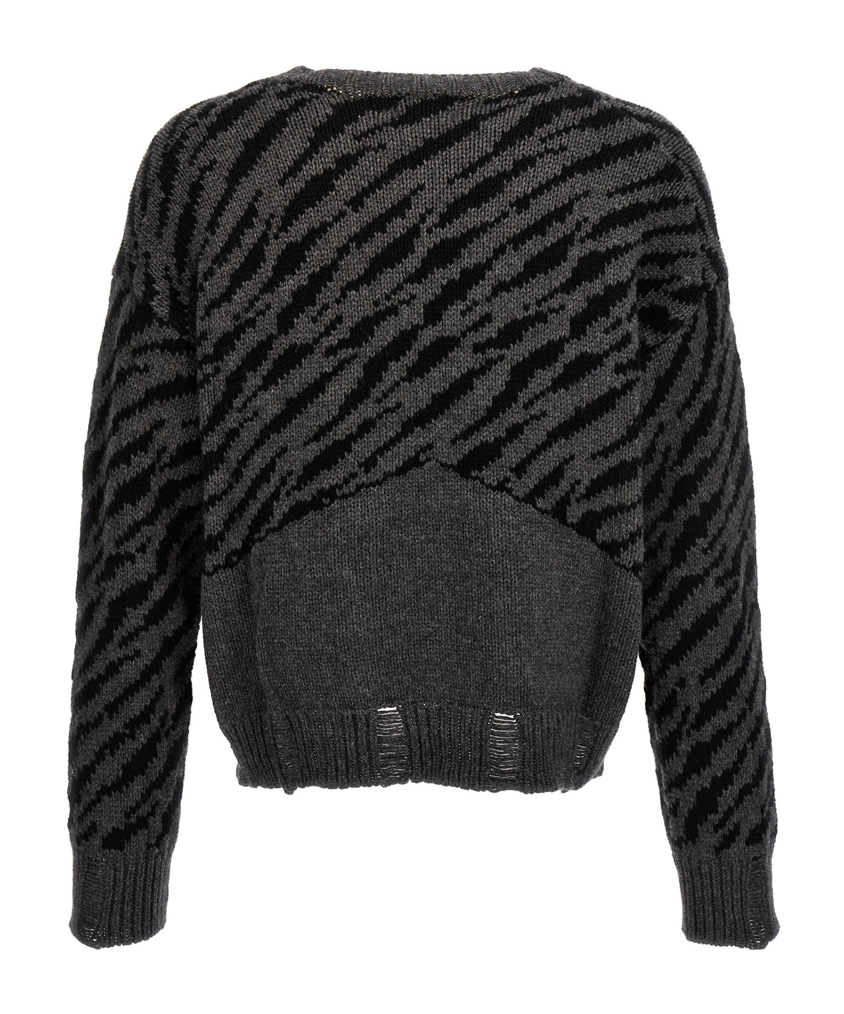 Rhude Zebra Crew Neck Sweater With Ribbed Cuffs In Black