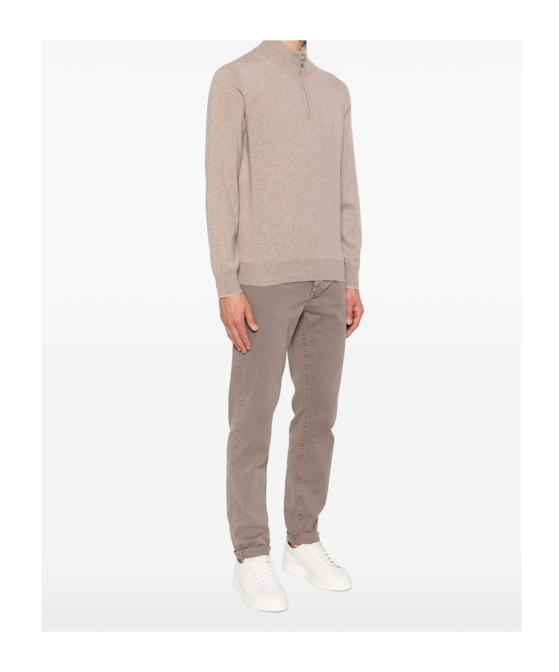 Brunello Cucinelli Zip-up Cashmere Sweater In Brown