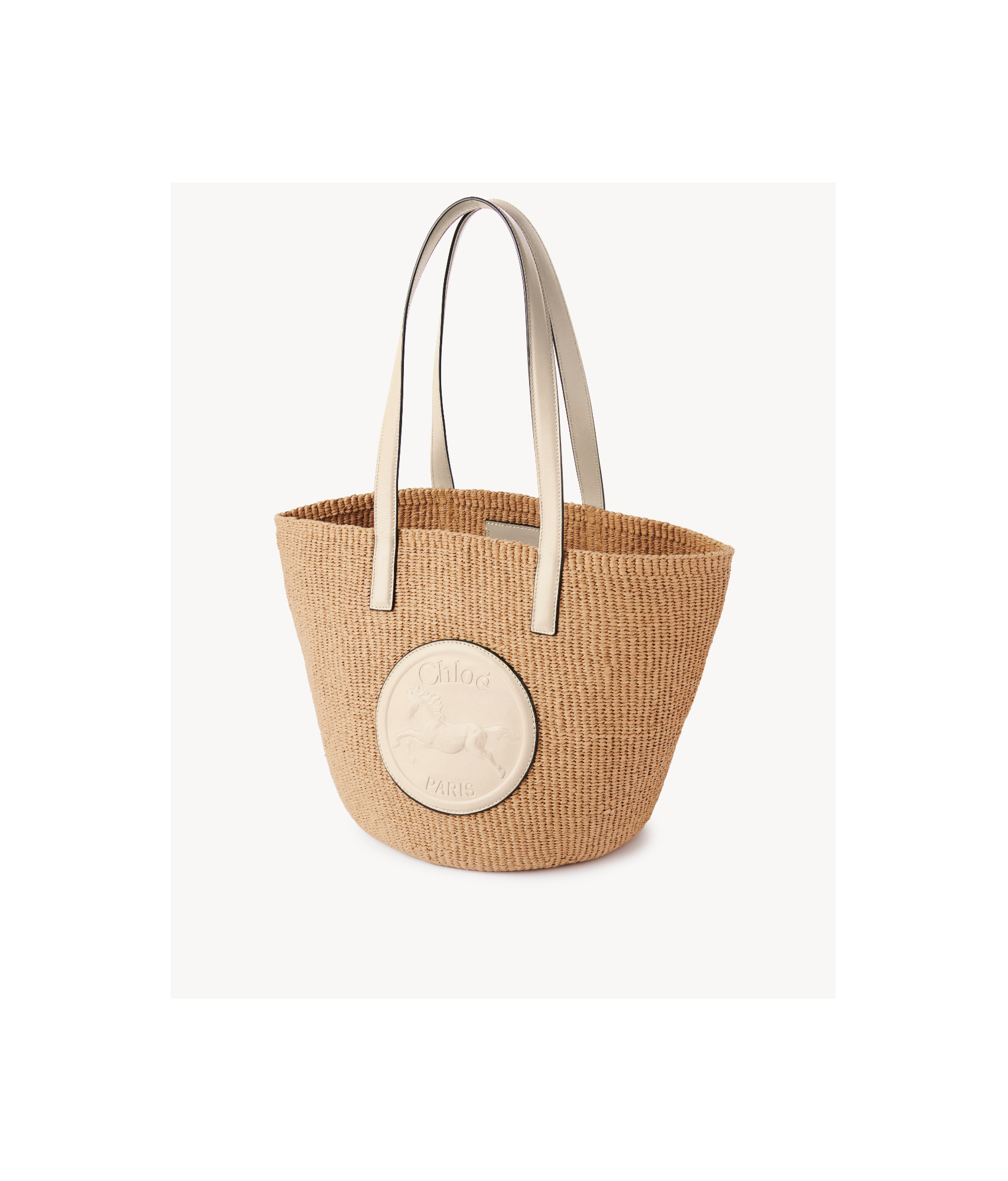 Chloé Horse Medal Circular Emblem Shoulder Bag In Nude