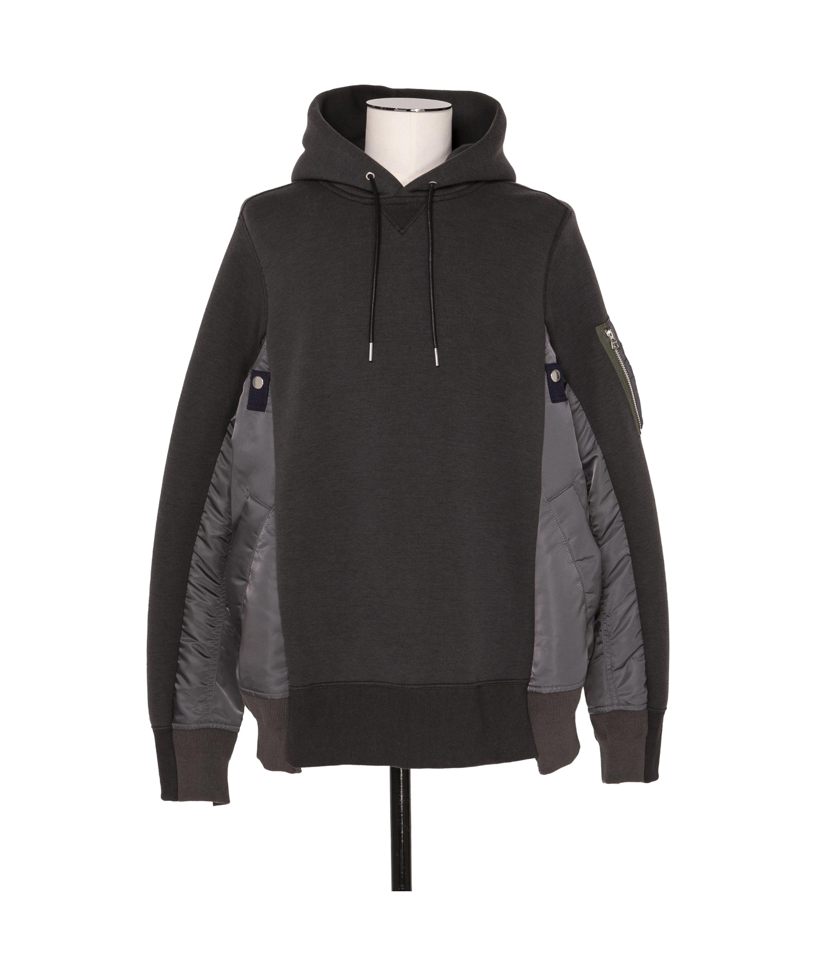 Sacai Panelled Hoodie In Black