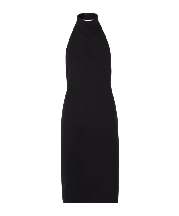 Burberry Funnel-neck Silk Bib Dress In Black