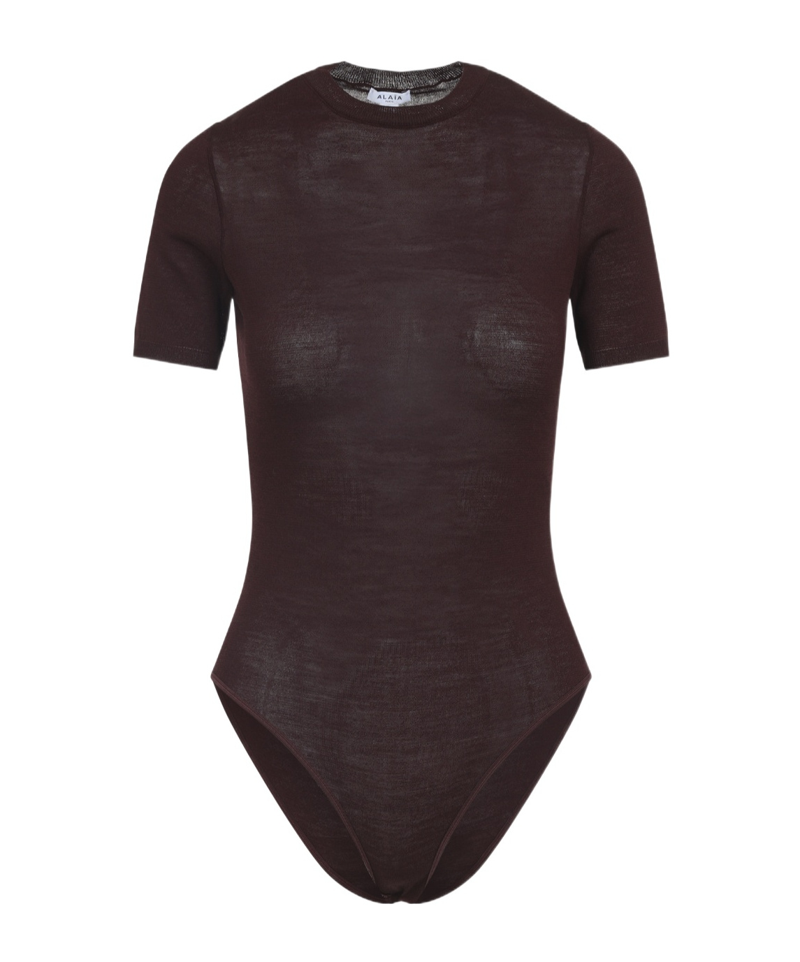 Alaïa Wool-blend Crewneck Bodysuit Top In Brown