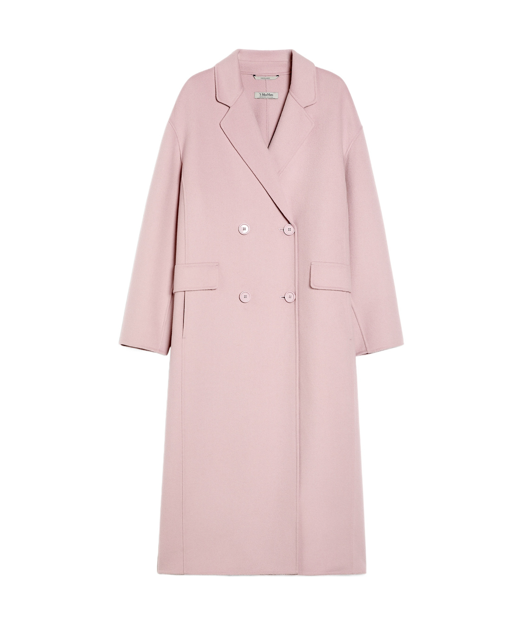 Max Mara Lapel Long-sleeved Coat In Pink