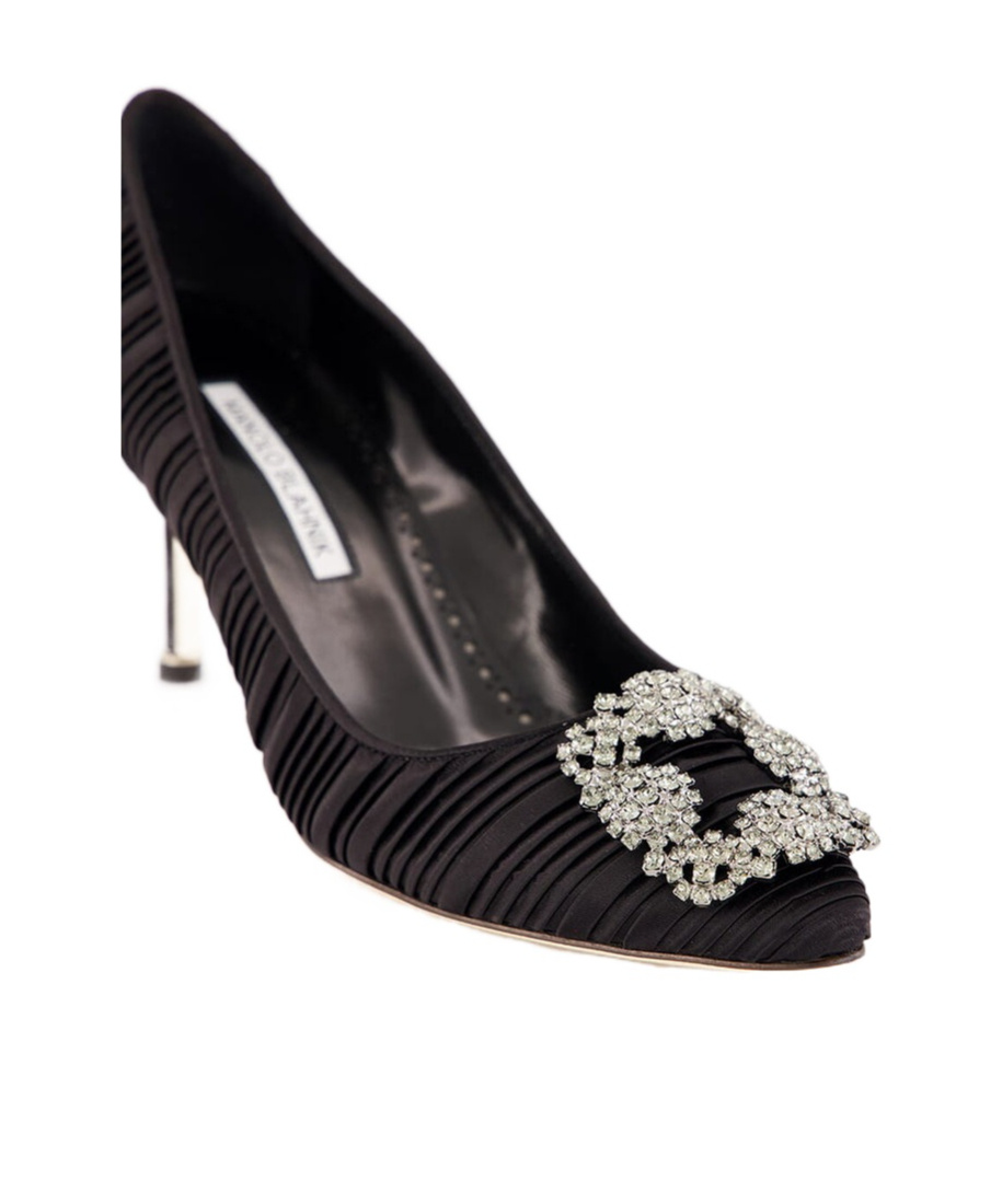Manolo Blahnik Hangisi 50 Fmc Crystal-embellished Satin Pumps In Black
