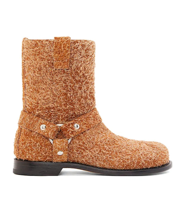 Loewe Campo Leather Biker Boots In Brown