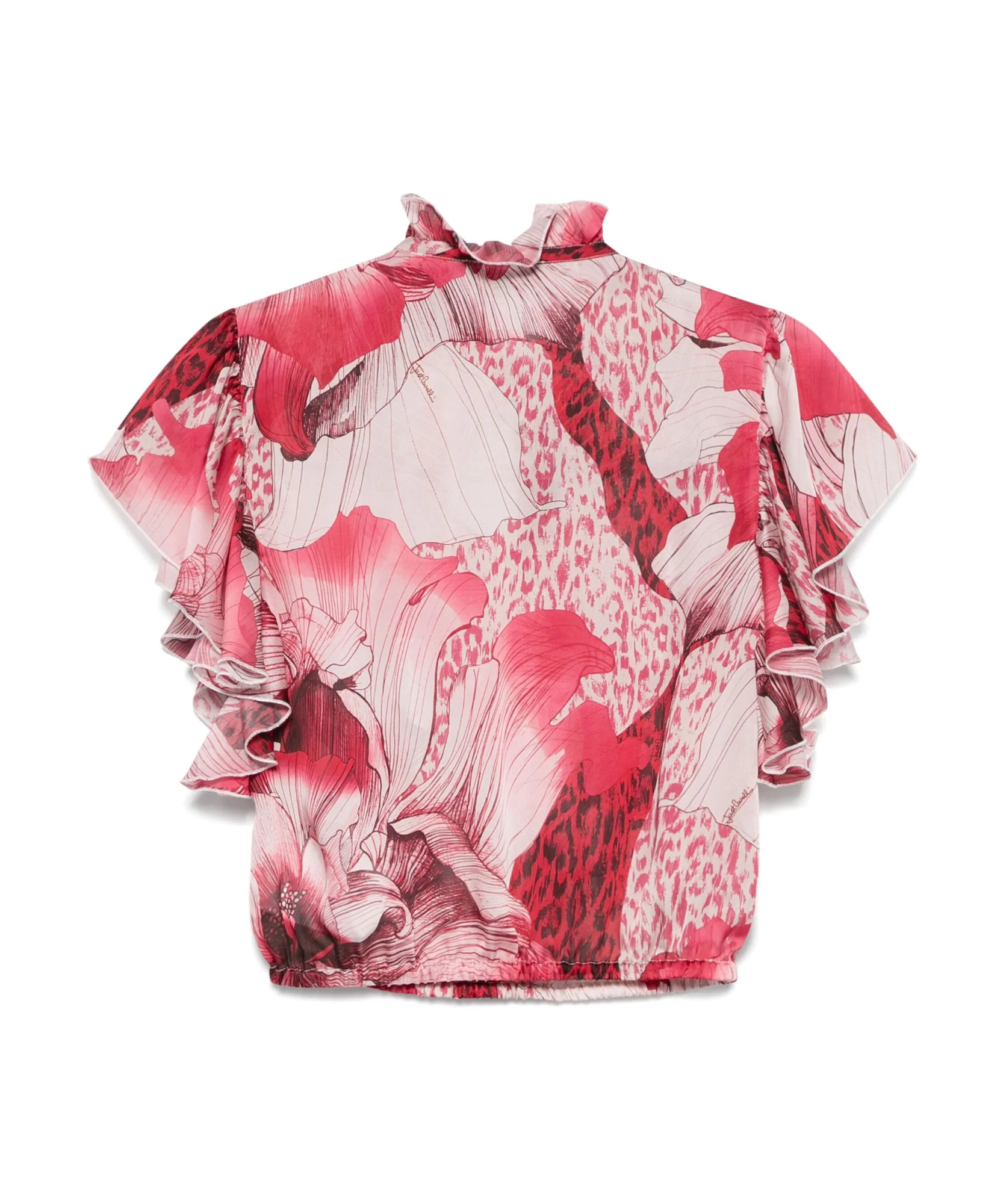 Just Cavalli Floral-print Chiffon Blouse In Pink