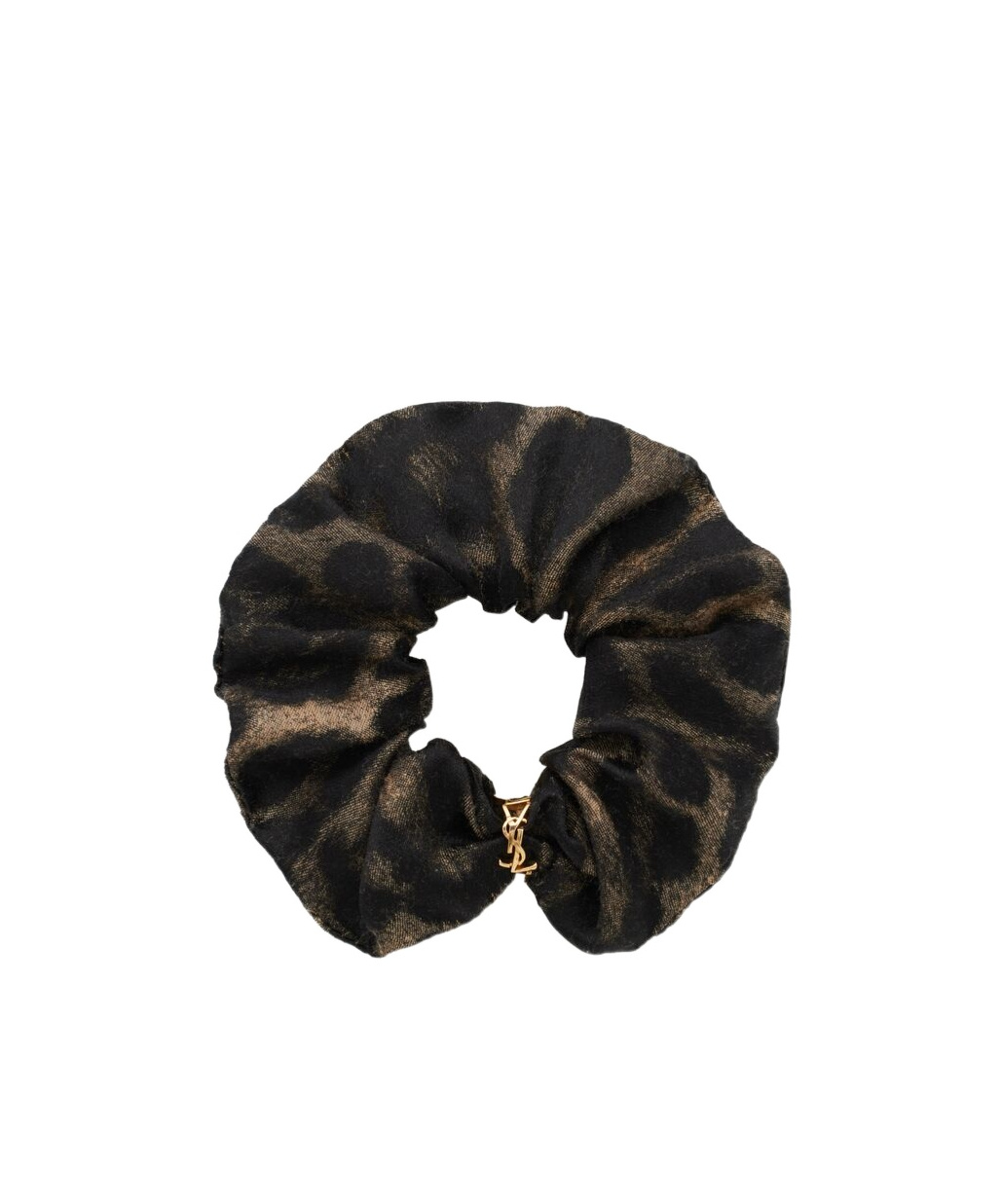 Saint Laurent Cassandre Scrunchie In Silk And Cashmere Jacquard In Black