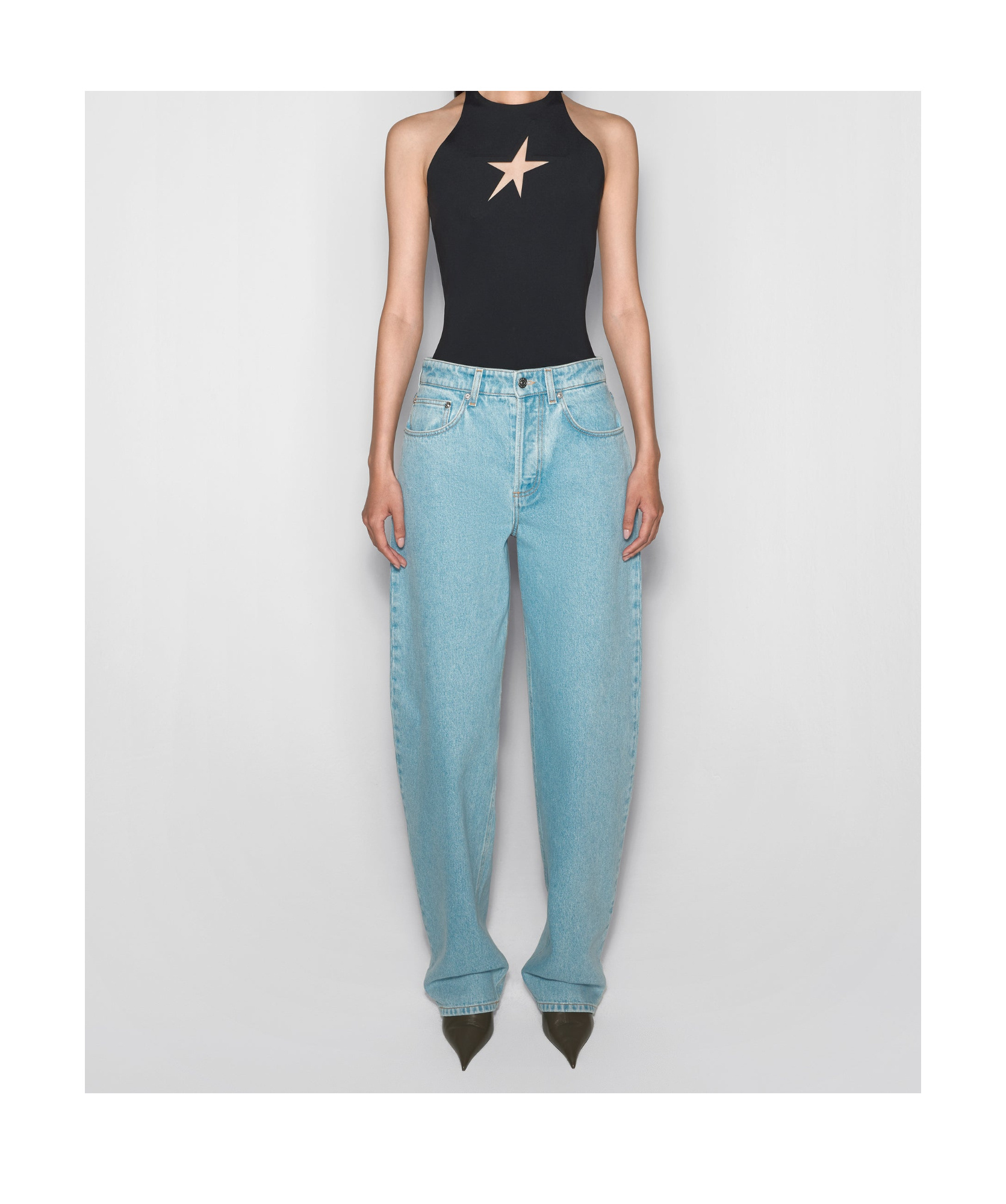 Mugler Hollowed-out Star Top In Blue