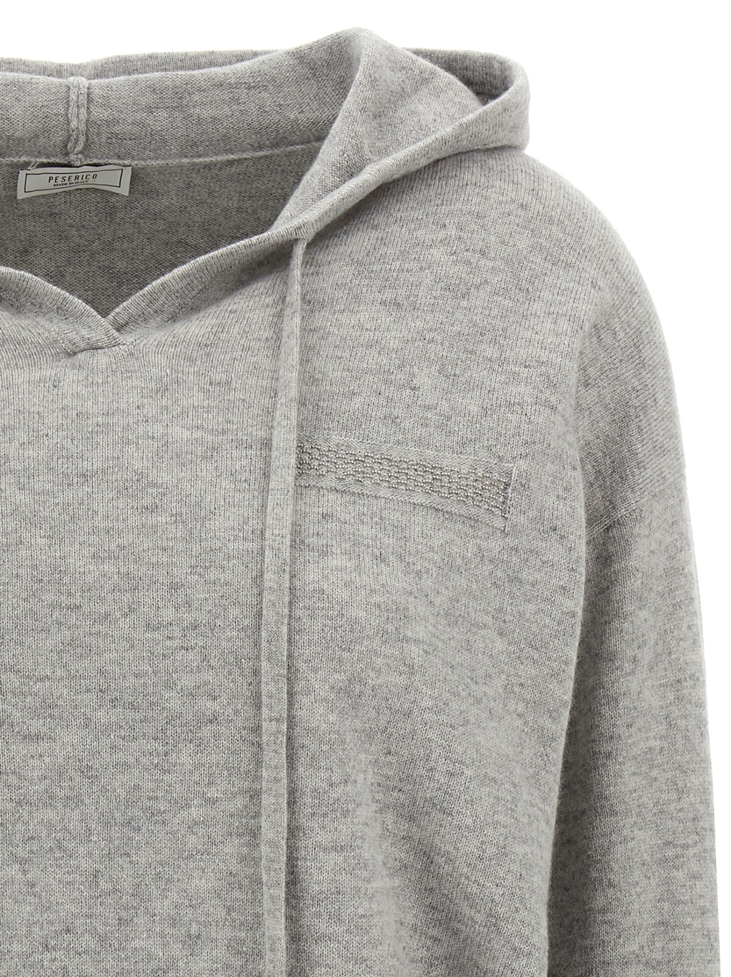 Peserico Grey Punto Luce Hooded Sweater In Gray