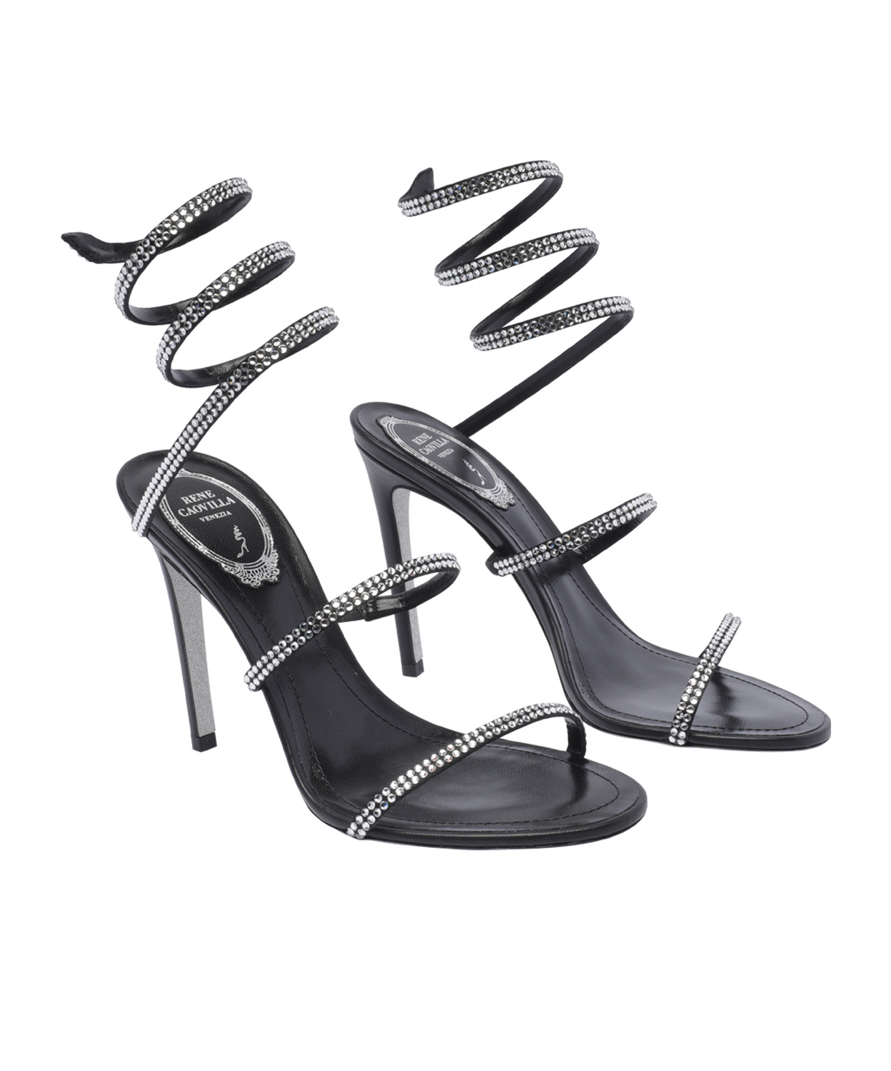 René Caovilla 105mm Cleo Sandals In Black