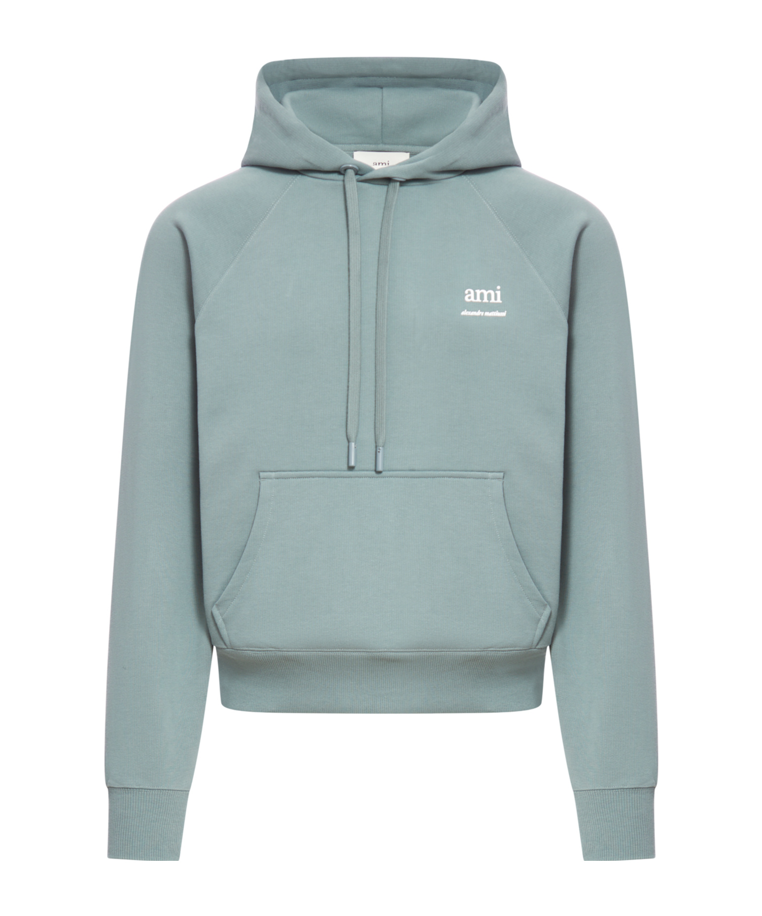 Ami Alexandre Mattiussi Ami Paris Ami De Coeur Logo-printed Drawstring Hoodie In Gray
