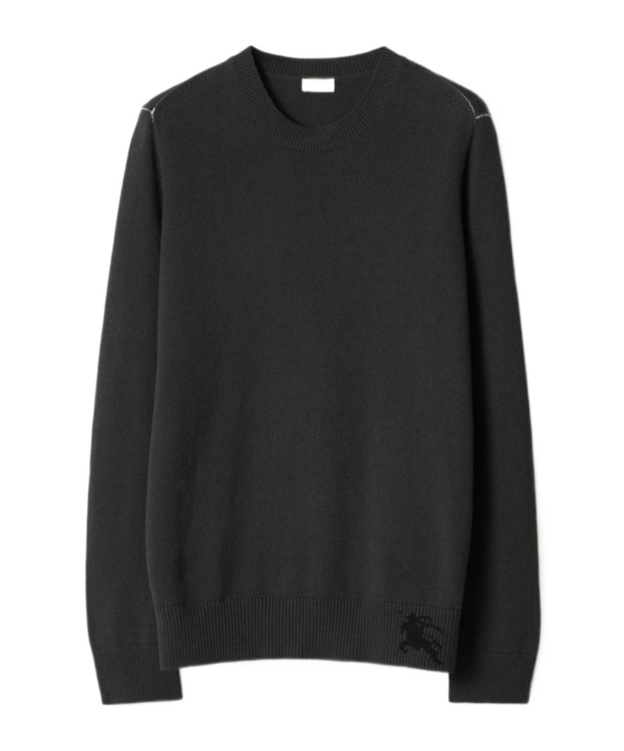 Burberry Equestrian Knight Cashmere Jumper In Black