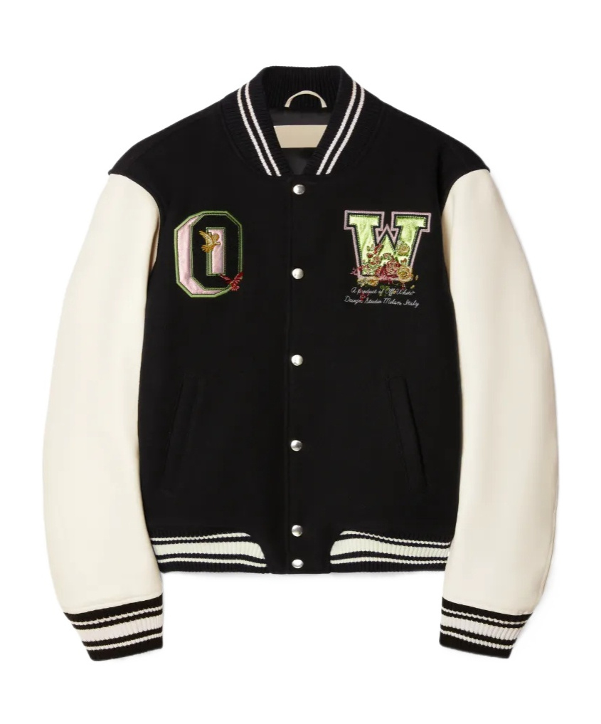 Off-white Floral-embroidered Bomber Jacket In Black