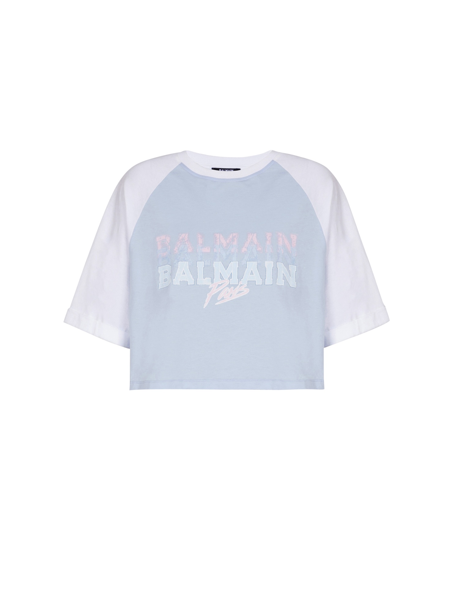 Balmain Cropped T-shirt With Paris Print