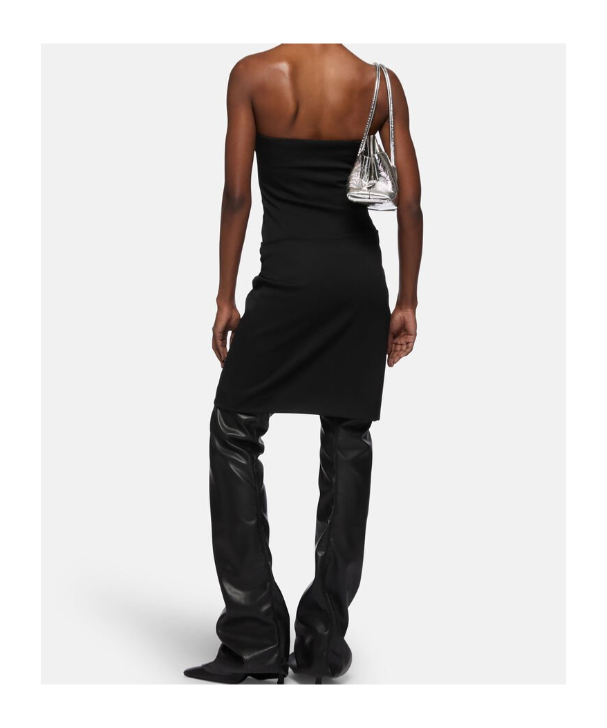 Attico Womens Black Engraved-hardware Bandeau Wool Mini Dress In Black