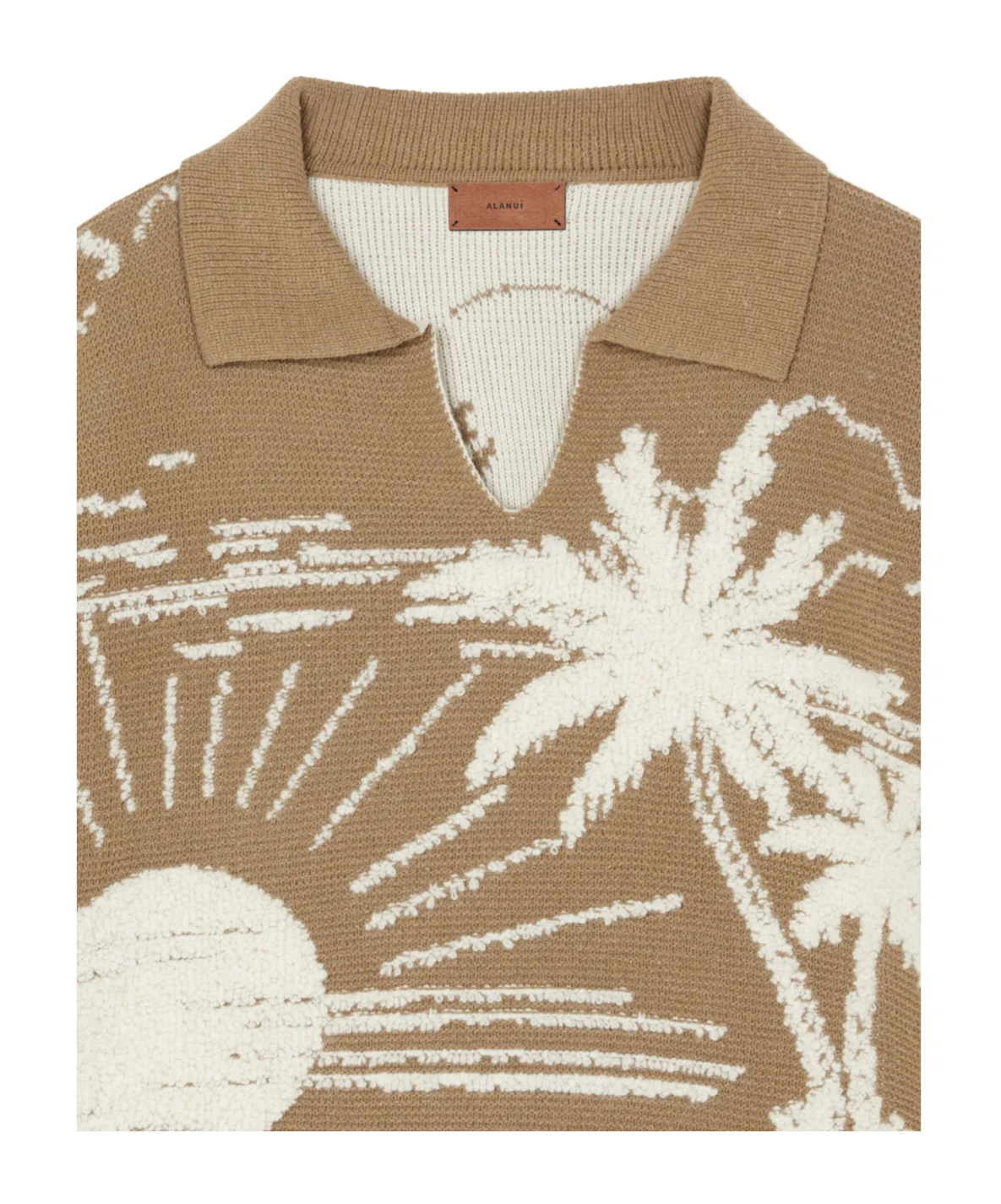 Alanui Knitwear Polo Collar Graphic Pattern Sweatshirt In Brown