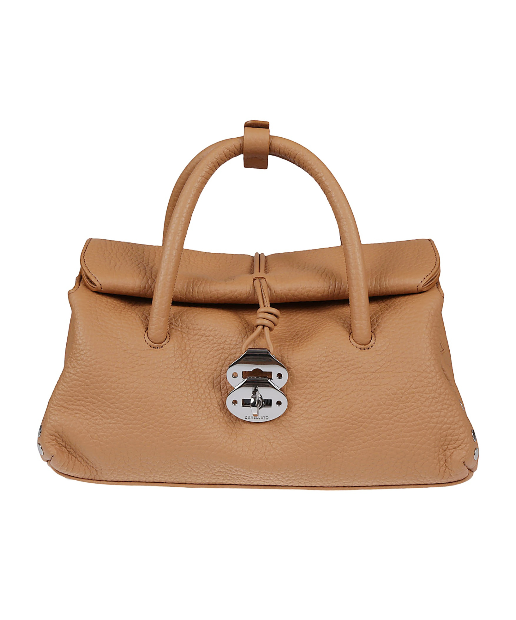 Zanellato Structured Leather Handbag With Metallic Clasp In Brown