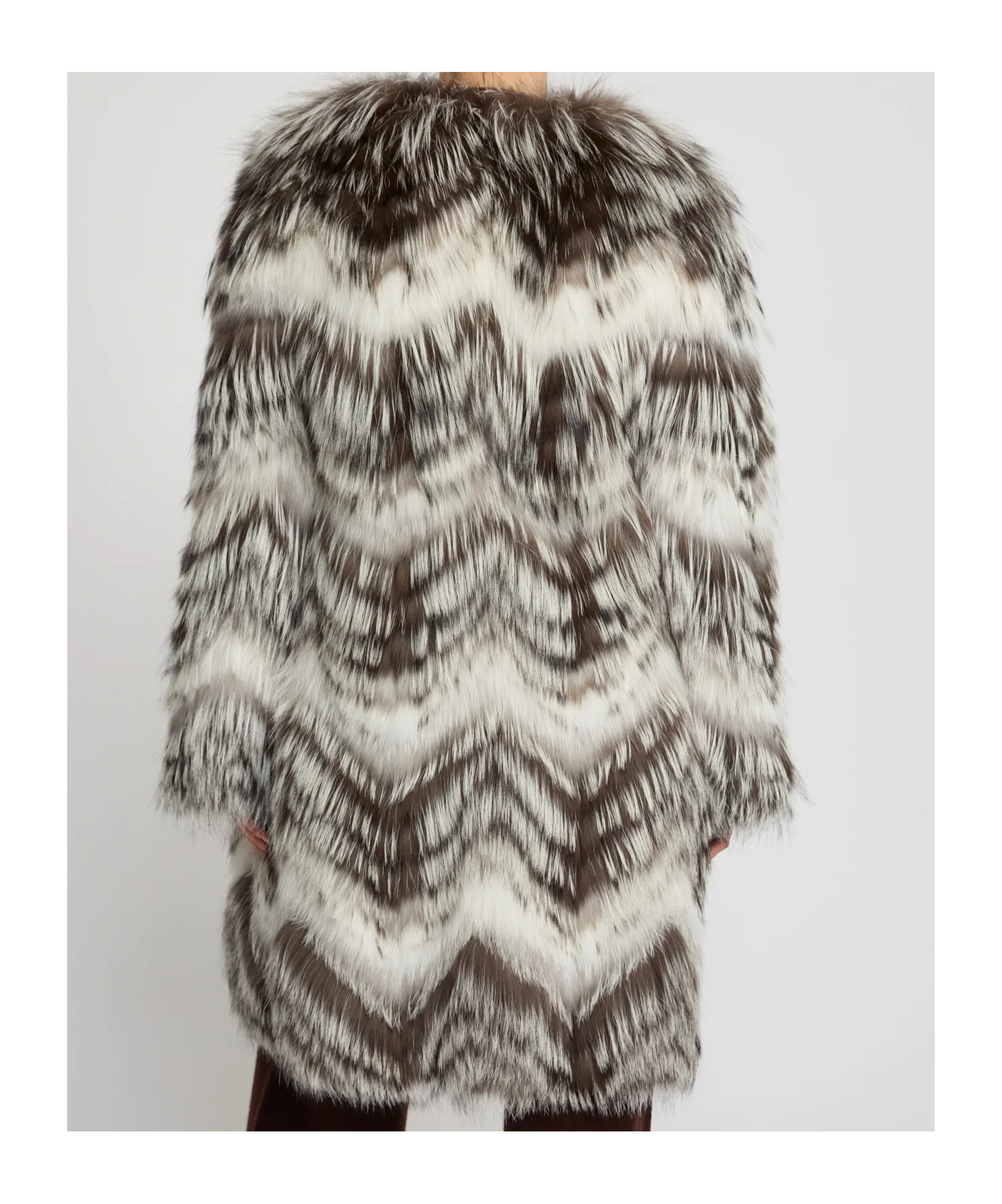 Yves Salomon Belted Coat In Merino Knit And Fox Fur In Multi