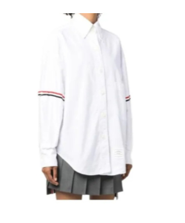 Thom Browne White Supersize Rwb Armbands Shirt In White