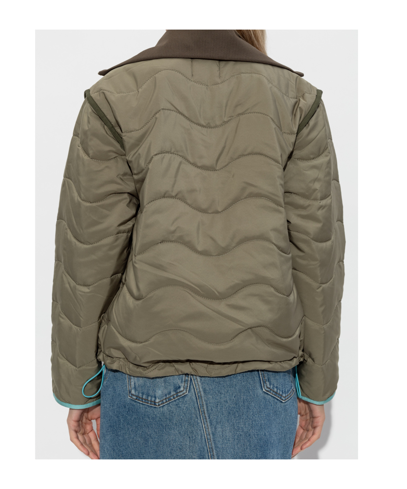 Ps By Paul Smith Ps Paul Smith Quilted Wave Pattern Zipped Jacket In Green