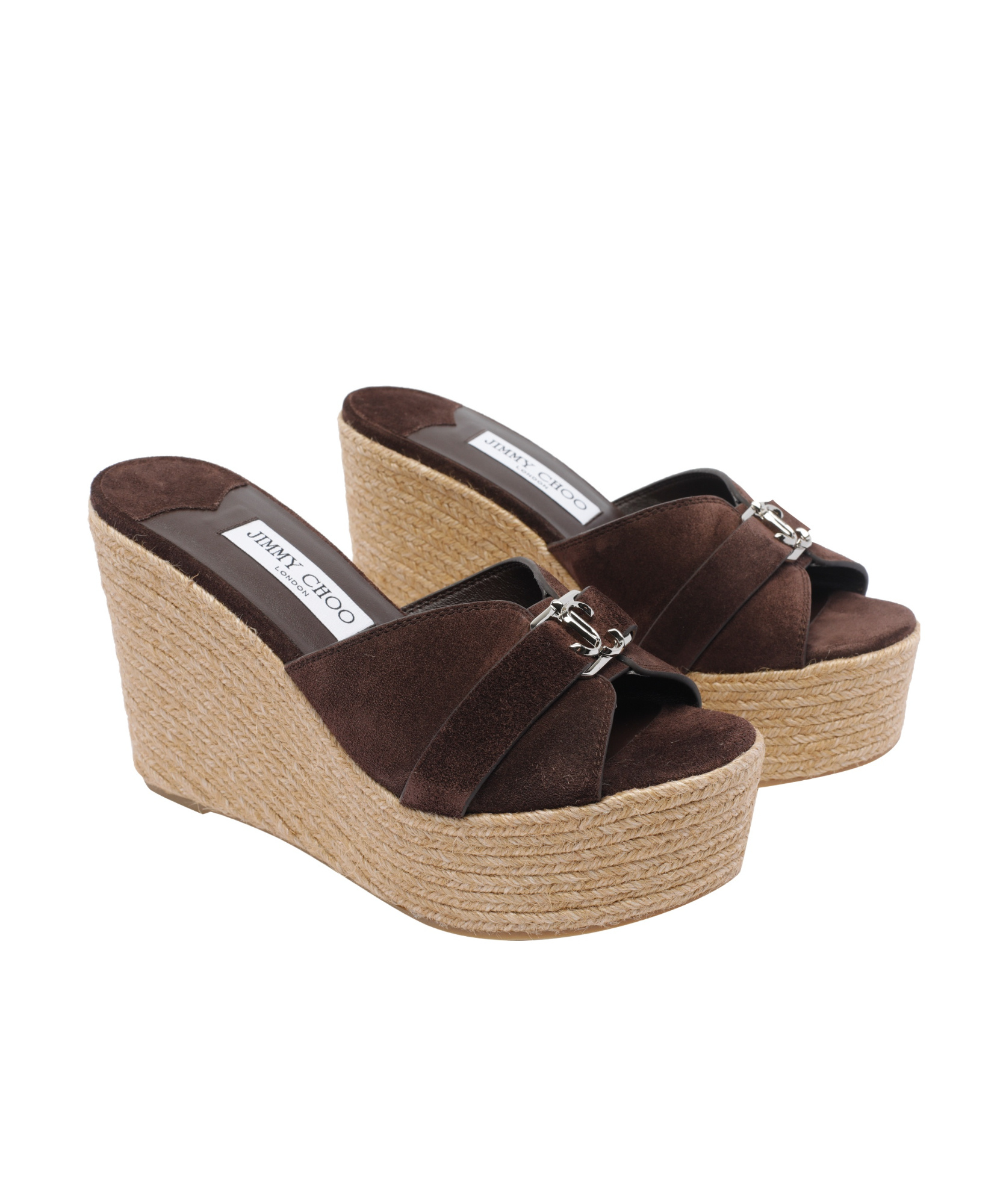 Jimmy Choo 100mm Leather Wedge Espadrille Sandals In Black