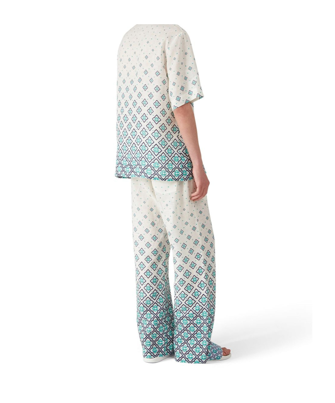 Casablanca Gradient Lettering Linen Trousers In Multi