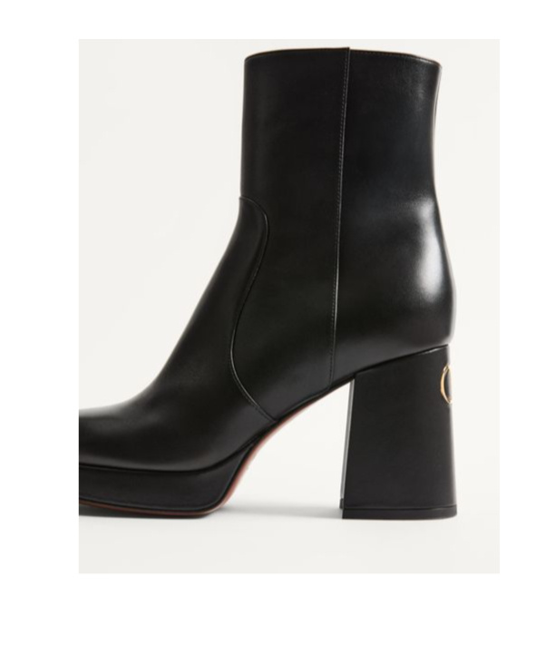 Valentino Garavani Fawcette Platform Ankle Boot In Calfskin 90mm Woman Black 42 In Black