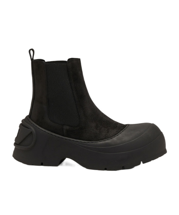 Diesel D-donald-chelsea Boots In Waxed Suede And Rubber In Black