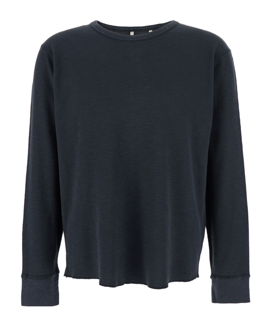 Sunflower Black Crewneck T-shirt With Long Sleeves And Fringed Hem In Cotton Man In Blue