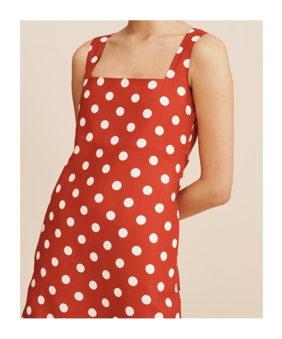 Posse Linen Polka-dot Mini Dress In Red
